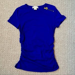 Michael Kors Ruched Waist Cobalt Shirt